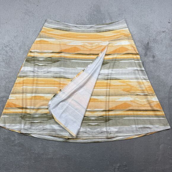 Prana Dresses & Skirts - Prana Southwest Sunset Yellow Jersey Stretch Faux Wrap Skirt Women's Medium